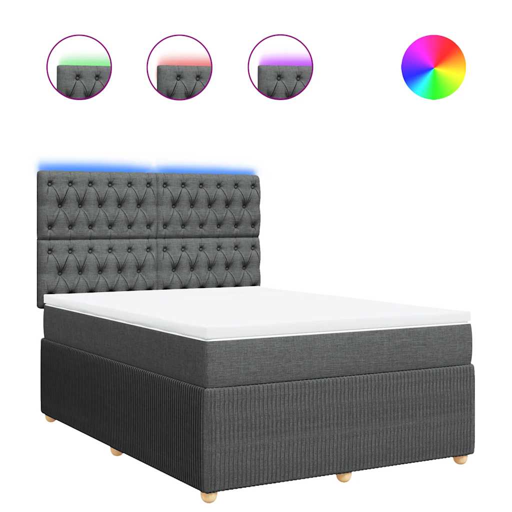 vidaXL Κρεβάτι Boxspring με Στρώμα Σκούρο Γκρι 160x200 εκ Υφασμάτινο