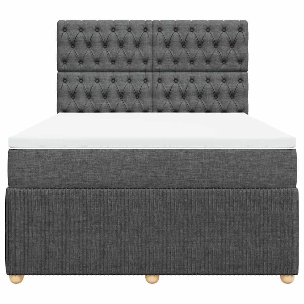 vidaXL Κρεβάτι Boxspring με Στρώμα Σκούρο Γκρι 160x200 εκ Υφασμάτινο