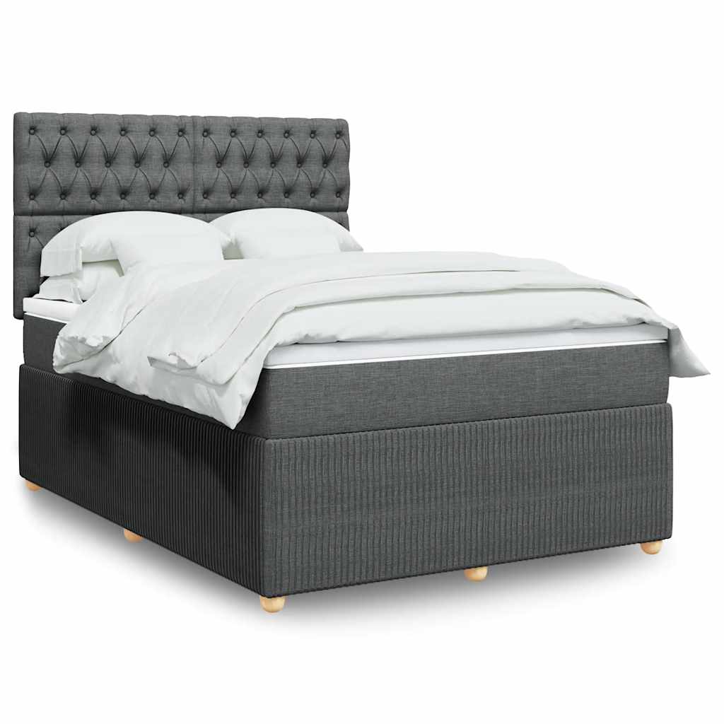 vidaXL Κρεβάτι Boxspring με Στρώμα Σκούρο Γκρι 160x200 εκ Υφασμάτινο