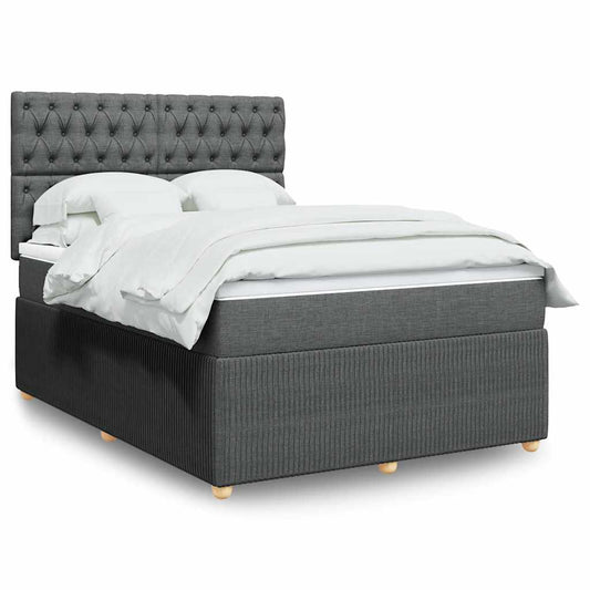 vidaXL Κρεβάτι Boxspring με Στρώμα Σκούρο Γκρι 160x200 εκ Υφασμάτινο