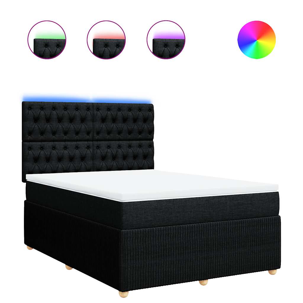 vidaXL Κρεβάτι Boxspring με Στρώμα Μαύρο 160x200 εκ. Υφασμάτινο