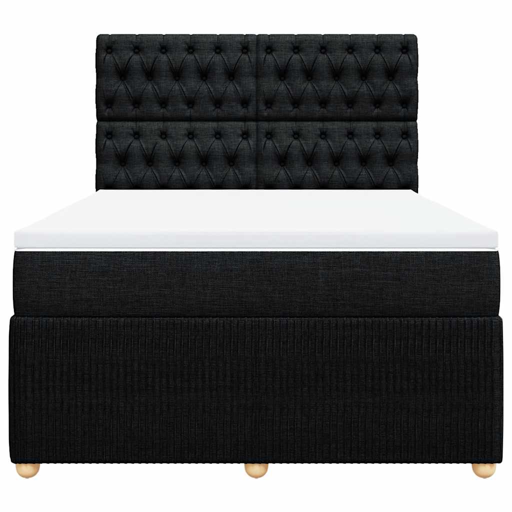 vidaXL Κρεβάτι Boxspring με Στρώμα Μαύρο 160x200 εκ. Υφασμάτινο