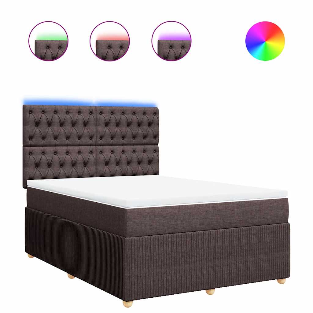 vidaXL Κρεβάτι Boxspring με Στρώμα Σκούρο Καφέ 160x200 εκ Υφασμάτινο