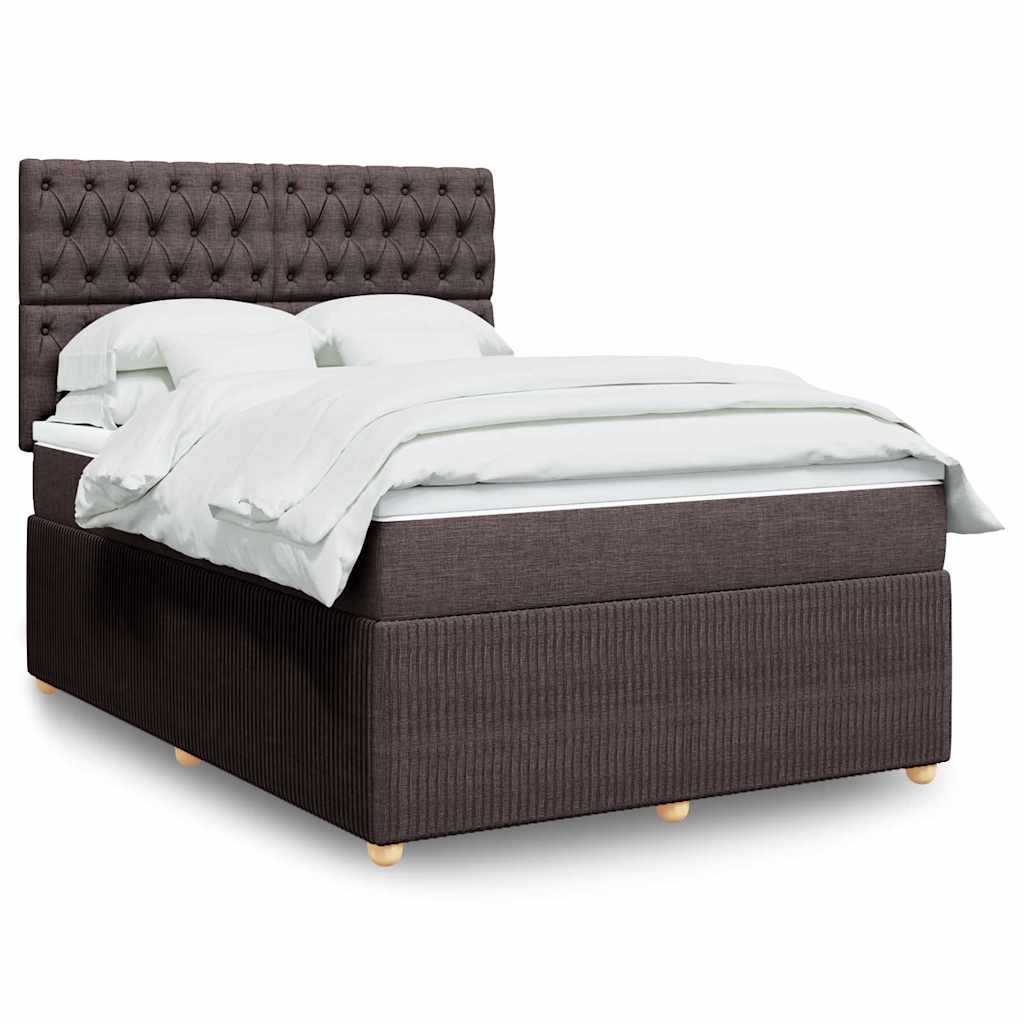 vidaXL Κρεβάτι Boxspring με Στρώμα Σκούρο Καφέ 160x200 εκ Υφασμάτινο
