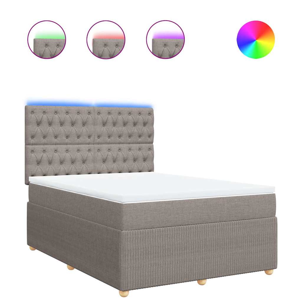 vidaXL Κρεβάτι Boxspring με Στρώμα Taupe 160x200 εκ. Υφασμάτινο