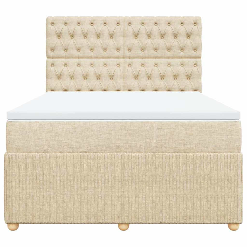 vidaXL Κρεβάτι Boxspring με Στρώμα Κρεμ 160x200 εκ. Υφασμάτινο