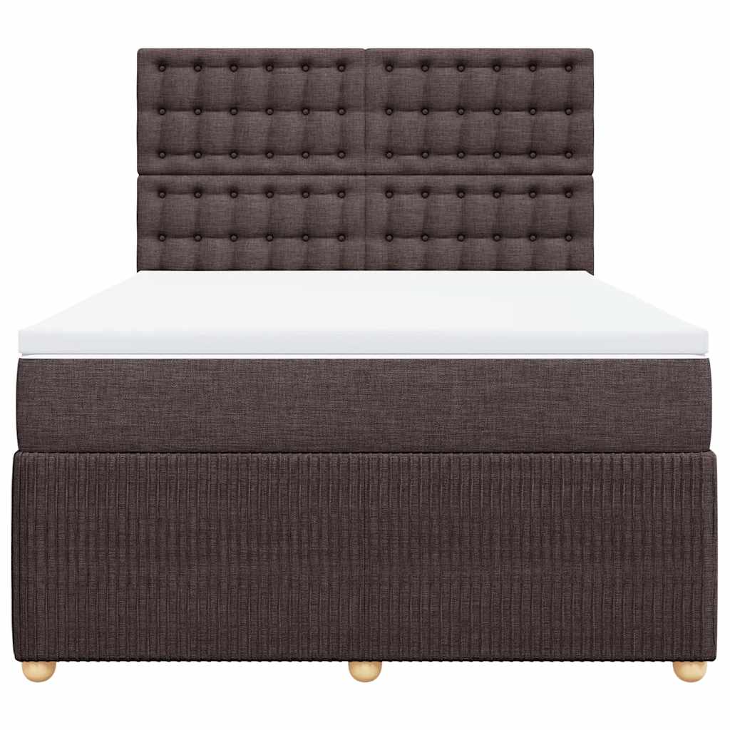 vidaXL Κρεβάτι Boxspring με Στρώμα Σκούρο Καφέ 160x200 εκ Υφασμάτινο