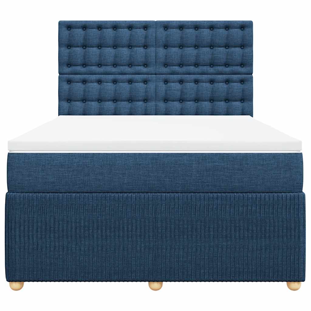 vidaXL Κρεβάτι Boxspring με Στρώμα Μπλε 160x200 εκ. Υφασμάτινο