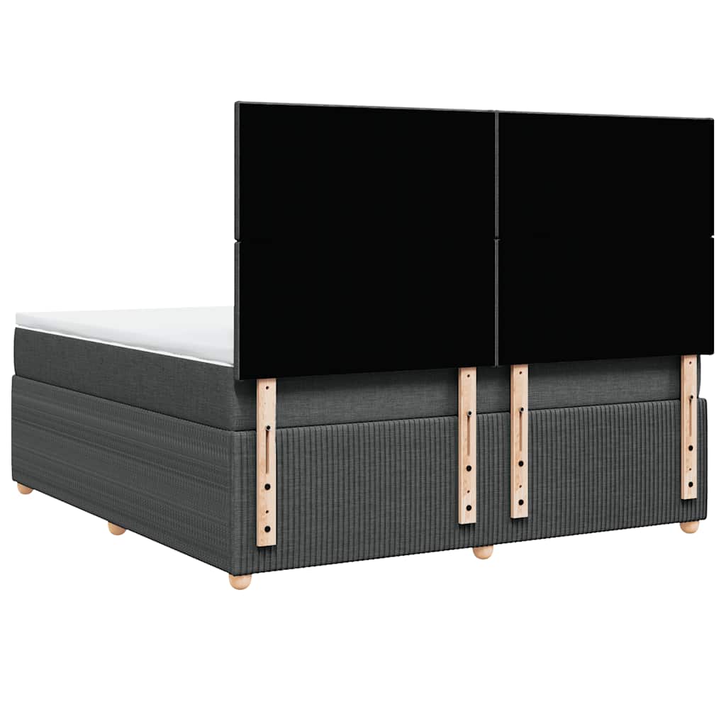 vidaXL Κρεβάτι Boxspring με Στρώμα Σκούρο Γκρι 180x200 εκ Υφασμάτιν