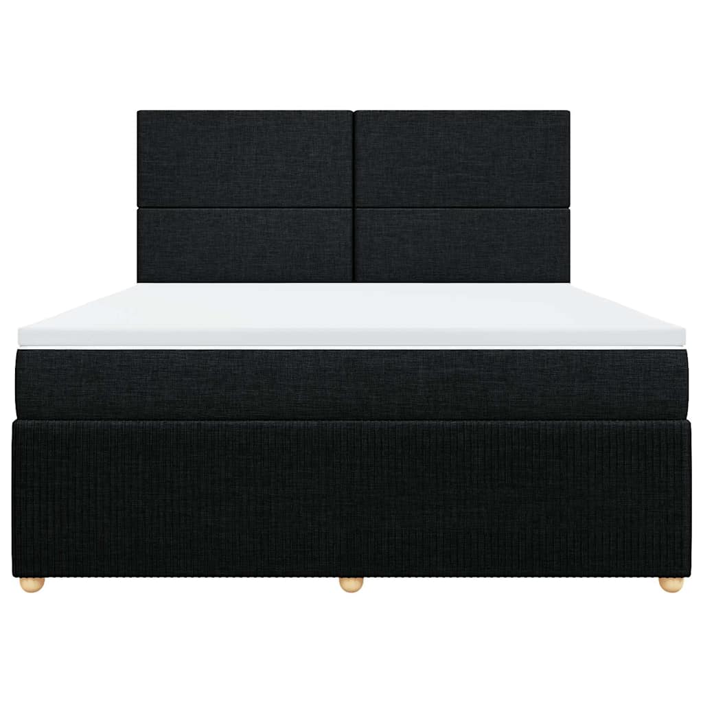 vidaXL Κρεβάτι Boxspring με Στρώμα Μαύρο 180x200 εκ. Υφασμάτινο