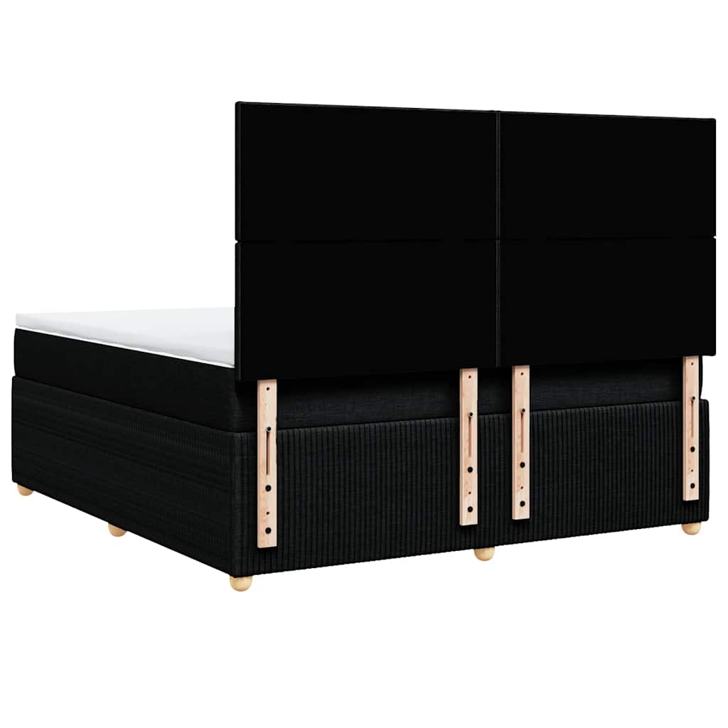 vidaXL Κρεβάτι Boxspring με Στρώμα Μαύρο 180x200 εκ. Υφασμάτινο