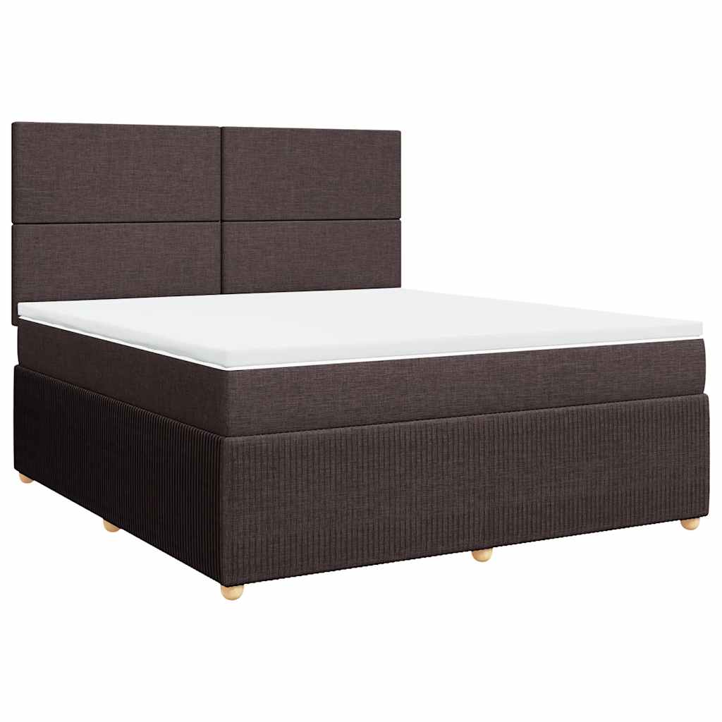 vidaXL Κρεβάτι Boxspring με Στρώμα Σκούρο Καφέ 180x200 εκ Υφασμάτινο