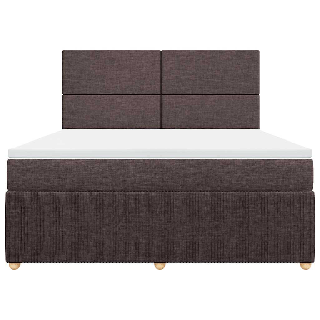 vidaXL Κρεβάτι Boxspring με Στρώμα Σκούρο Καφέ 180x200 εκ Υφασμάτινο