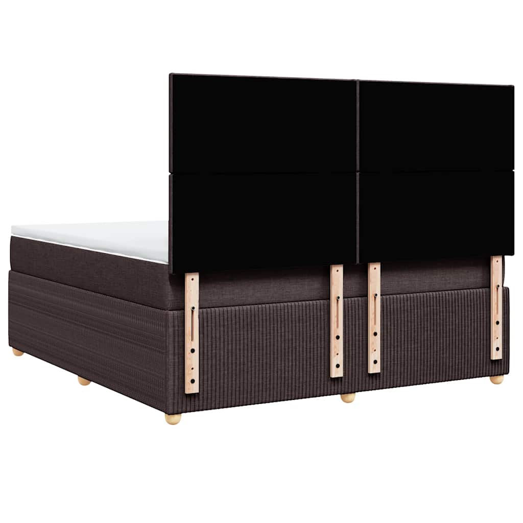 vidaXL Κρεβάτι Boxspring με Στρώμα Σκούρο Καφέ 180x200 εκ Υφασμάτινο