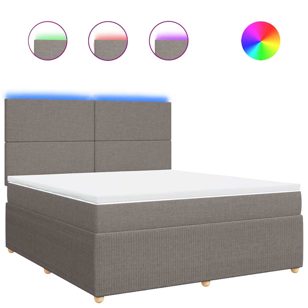 vidaXL Κρεβάτι Boxspring με Στρώμα Taupe 180x200 εκ. Υφασμάτινο