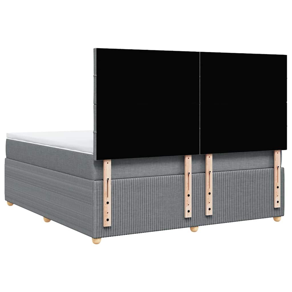 vidaXL Κρεβάτι Boxspring με Στρώμα Ανοιχτό Γκρι 180x200 εκ. Υφασμάτινο