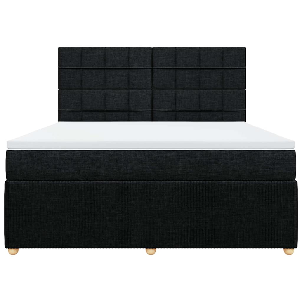 vidaXL Κρεβάτι Boxspring με Στρώμα Μαύρο 180x200 εκ. Υφασμάτινο