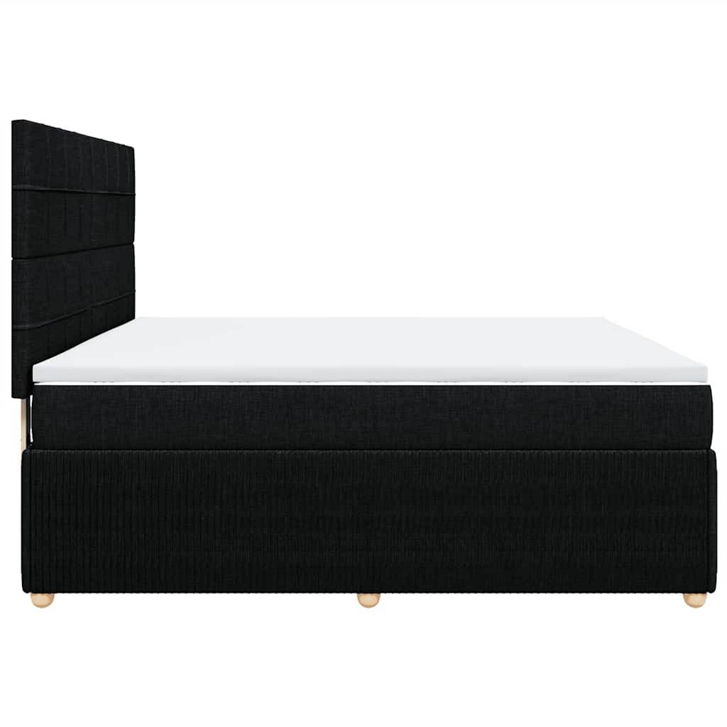 vidaXL Κρεβάτι Boxspring με Στρώμα Μαύρο 180x200 εκ. Υφασμάτινο