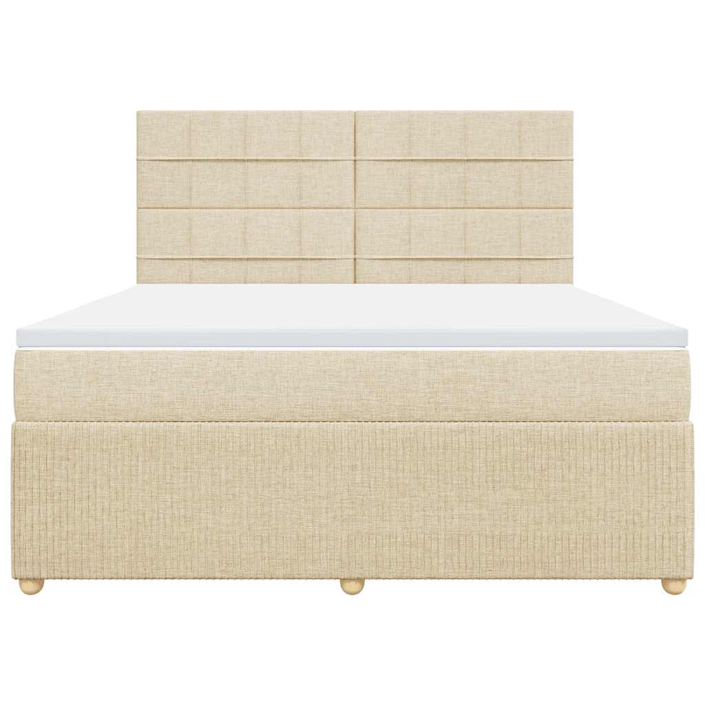 vidaXL Κρεβάτι Boxspring με Στρώμα Κρεμ 180x200 εκ. Υφασμάτινο