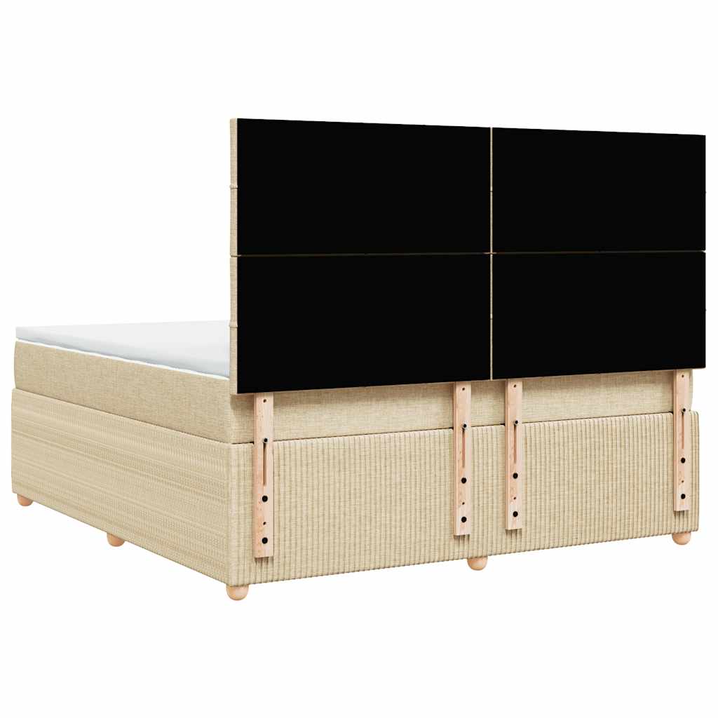 vidaXL Κρεβάτι Boxspring με Στρώμα Κρεμ 180x200 εκ. Υφασμάτινο