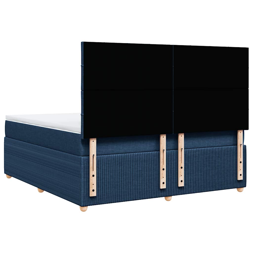 vidaXL Κρεβάτι Boxspring με Στρώμα Μπλε 180x200 εκ. Υφασμάτινο