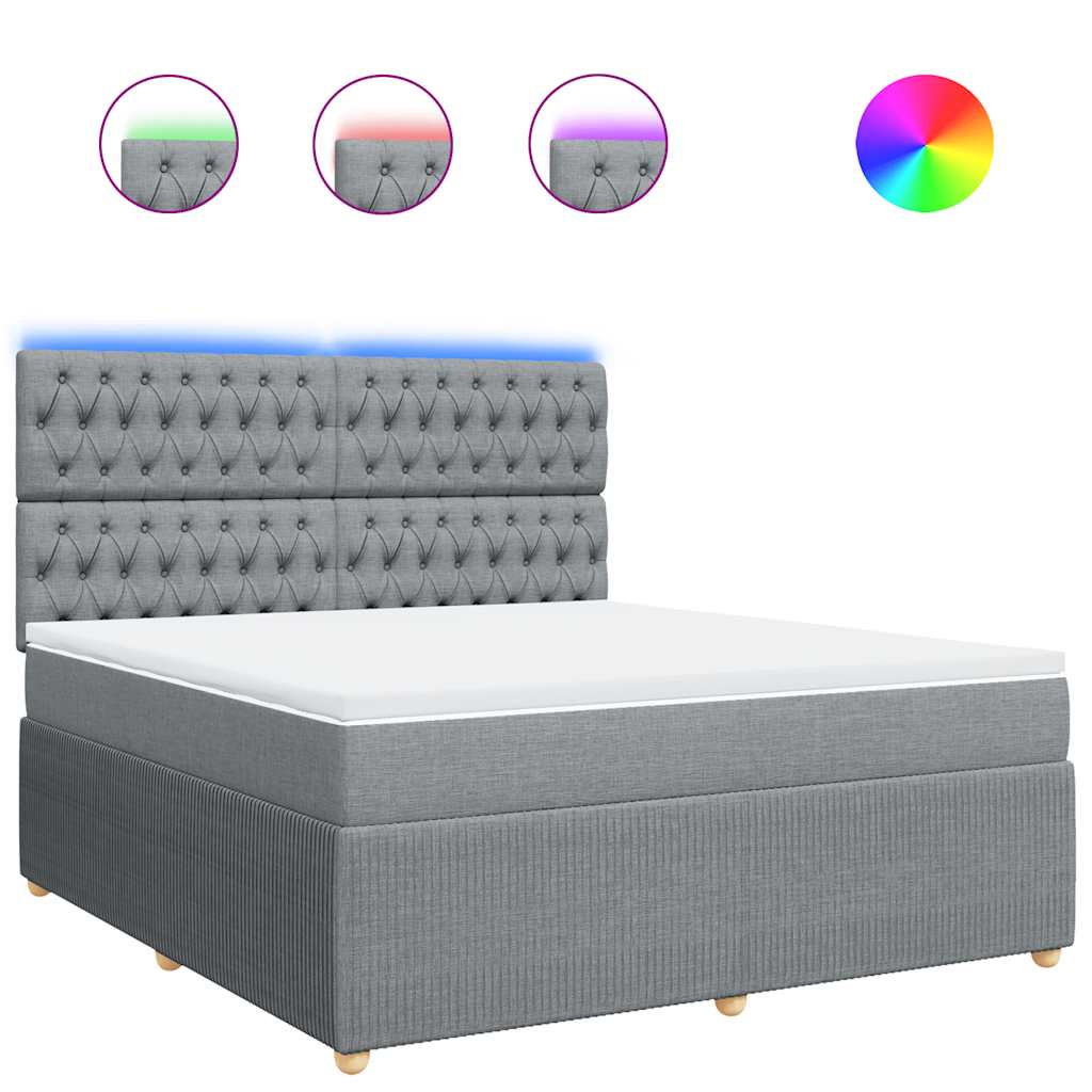 vidaXL Κρεβάτι Boxspring με Στρώμα Ανοιχτό Γκρι 180x200 εκ. Υφασμάτινο