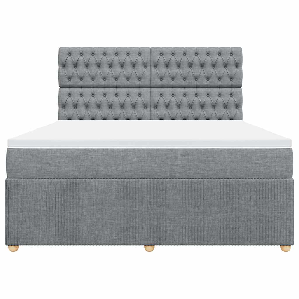 vidaXL Κρεβάτι Boxspring με Στρώμα Ανοιχτό Γκρι 180x200 εκ. Υφασμάτινο