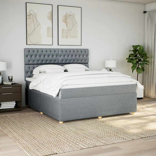 vidaXL Κρεβάτι Boxspring με Στρώμα Ανοιχτό Γκρι 180x200 εκ. Υφασμάτινο