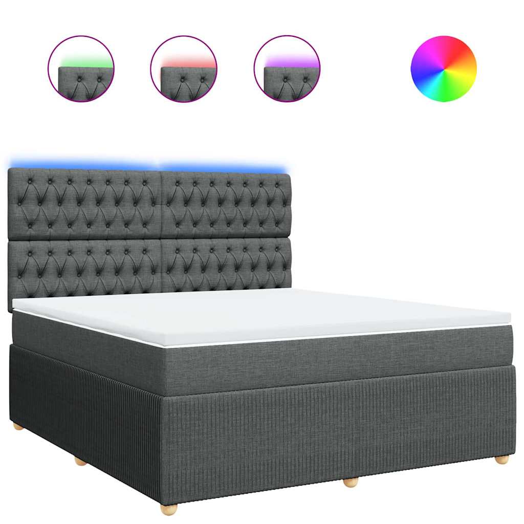 vidaXL Κρεβάτι Boxspring με Στρώμα Σκούρο Γκρι 180x200 εκ Υφασμάτιν