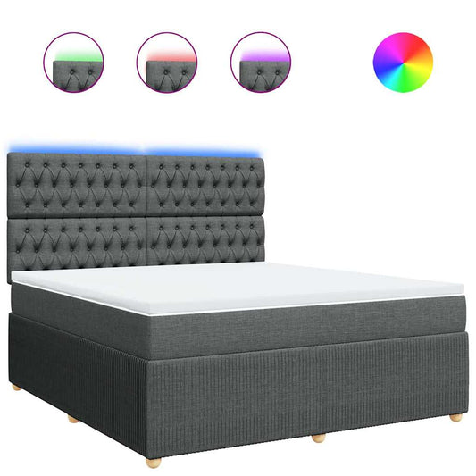 vidaXL Κρεβάτι Boxspring με Στρώμα Σκούρο Γκρι 180x200 εκ Υφασμάτιν