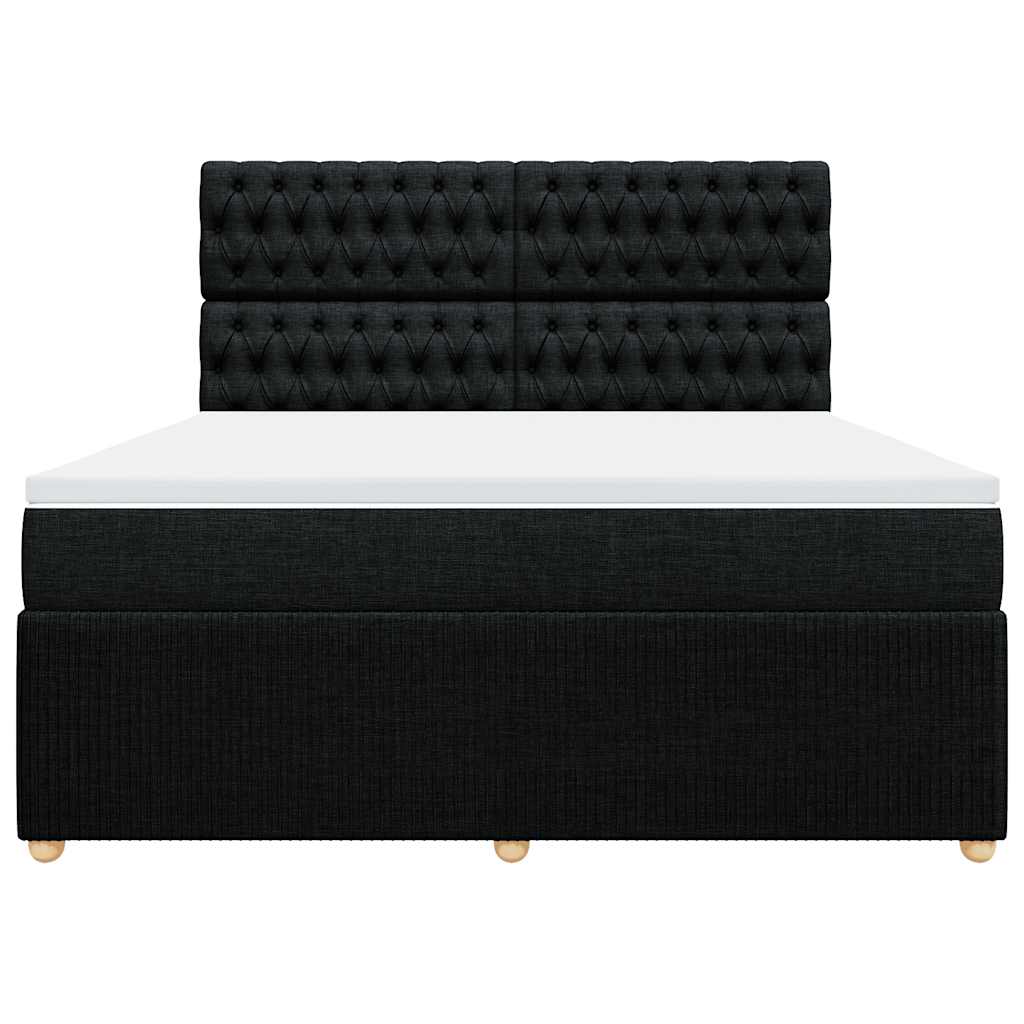 vidaXL Κρεβάτι Boxspring με Στρώμα Μαύρο 180x200 εκ. Υφασμάτινο