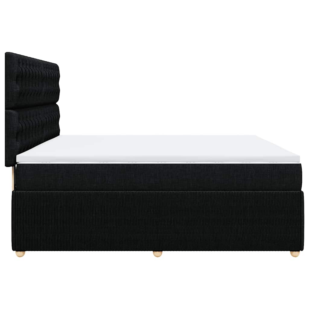 vidaXL Κρεβάτι Boxspring με Στρώμα Μαύρο 180x200 εκ. Υφασμάτινο