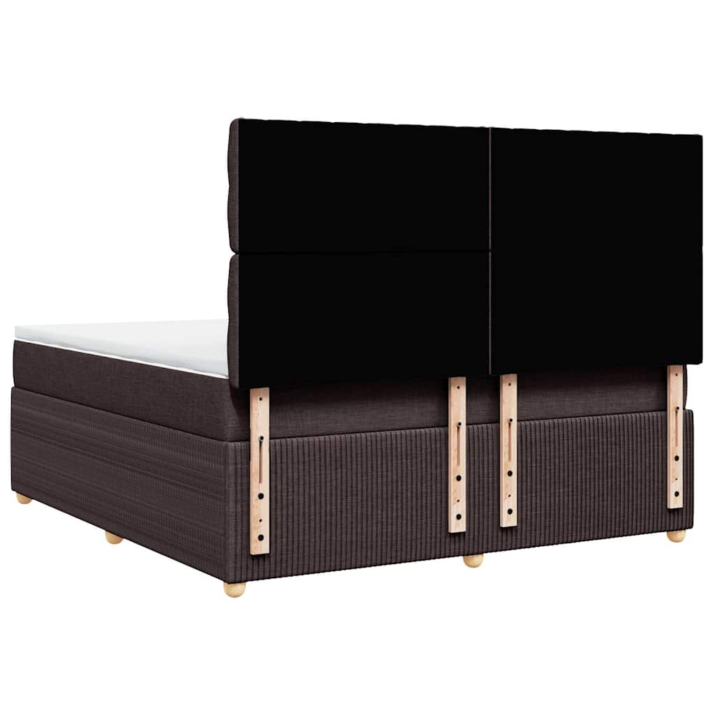 vidaXL Κρεβάτι Boxspring με Στρώμα Σκούρο Καφέ 180x200 εκ Υφασμάτινο
