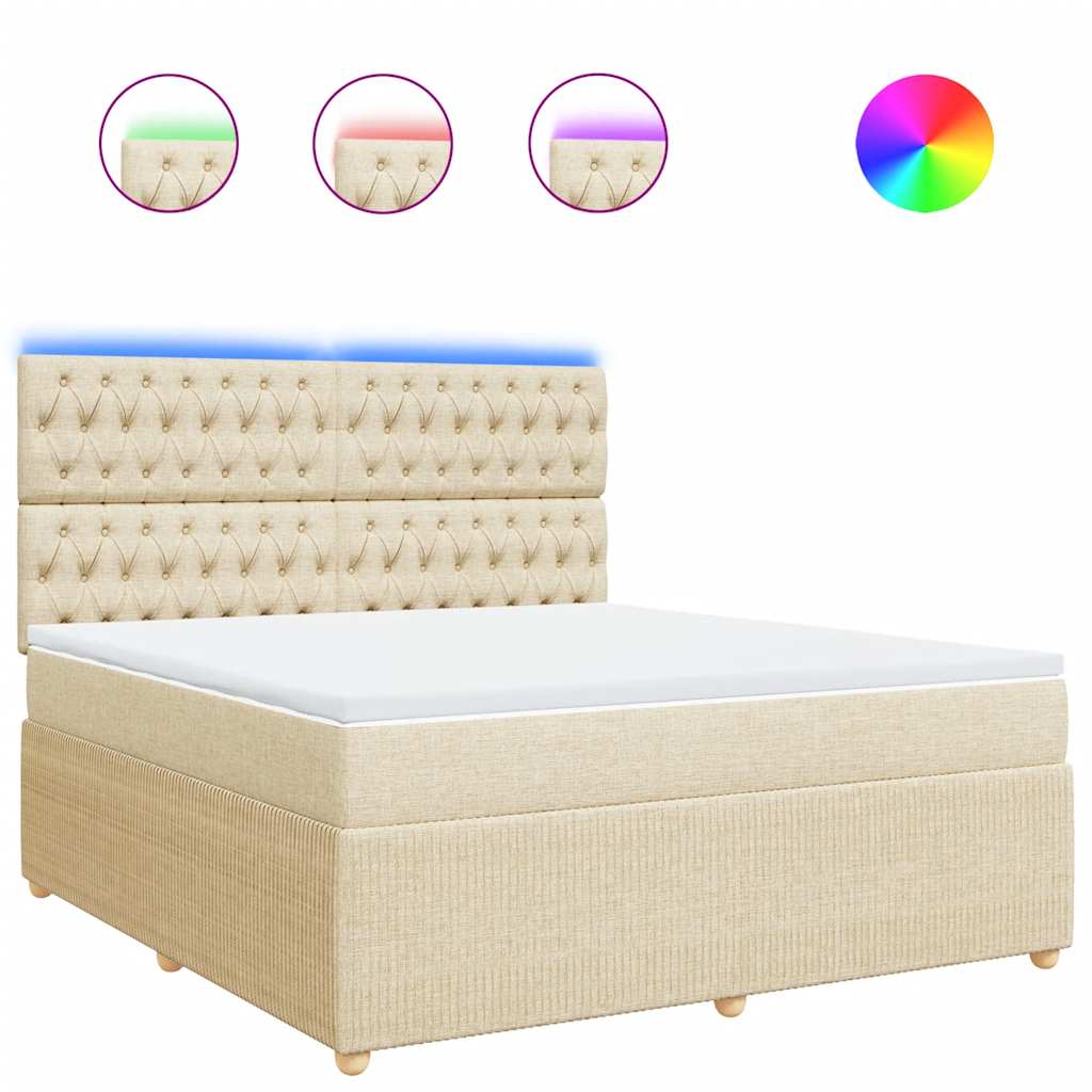 vidaXL Κρεβάτι Boxspring με Στρώμα Κρεμ 180x200 εκ. Υφασμάτινο