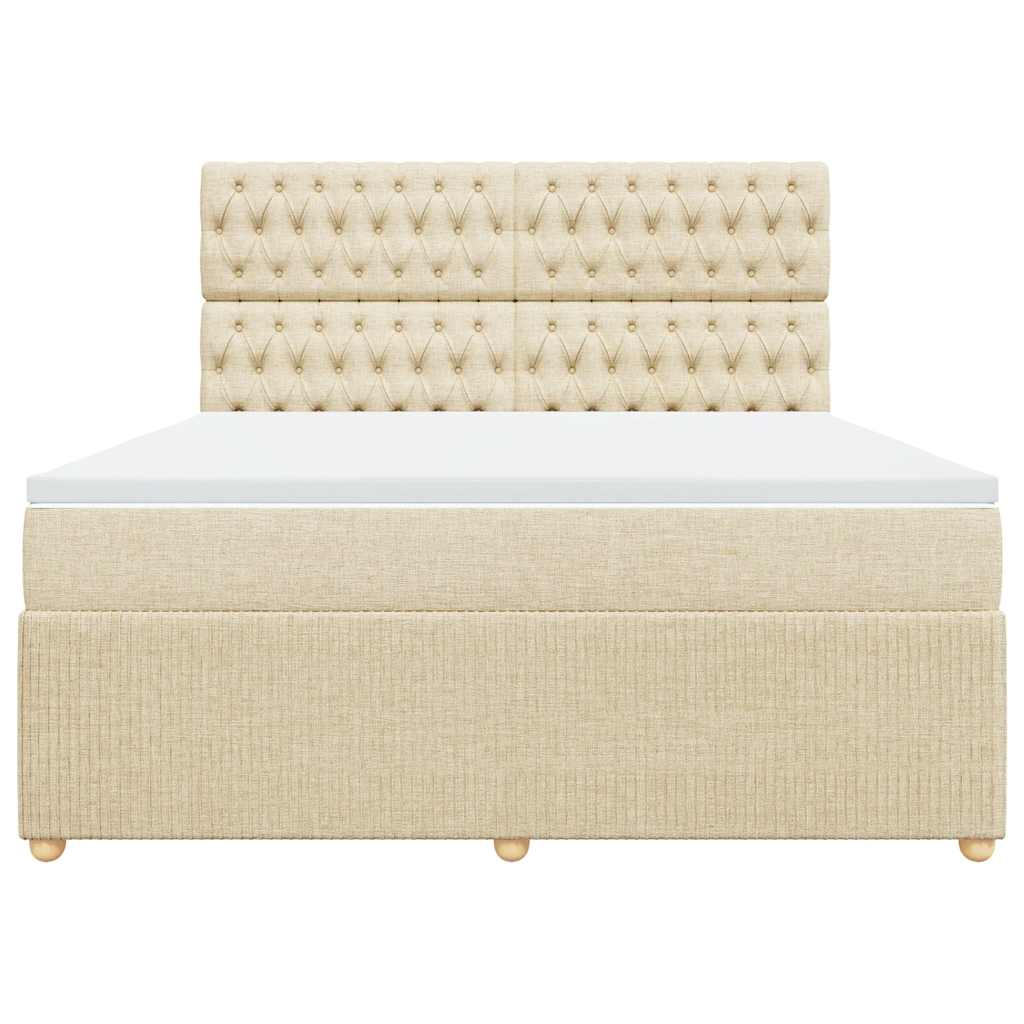 vidaXL Κρεβάτι Boxspring με Στρώμα Κρεμ 180x200 εκ. Υφασμάτινο