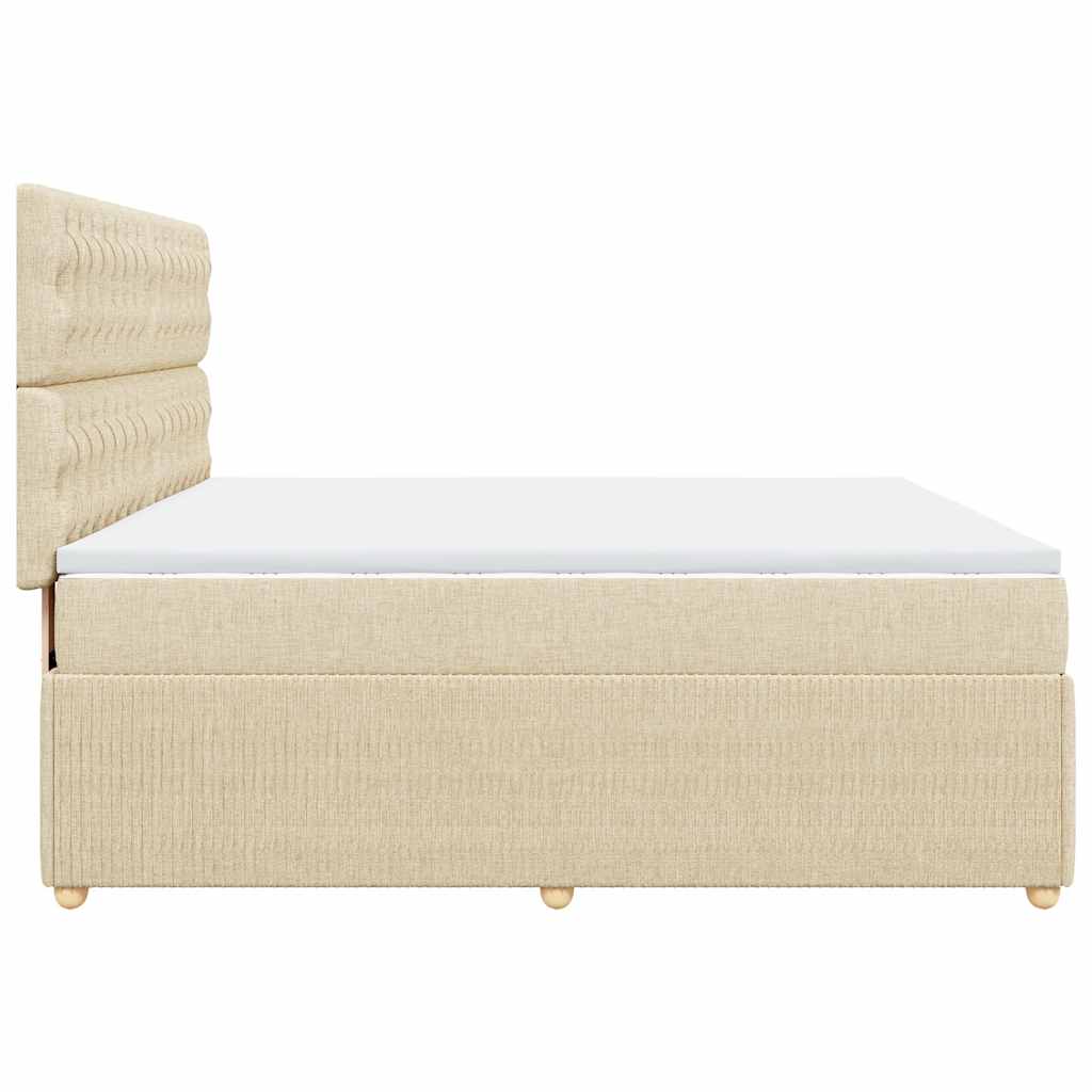 vidaXL Κρεβάτι Boxspring με Στρώμα Κρεμ 180x200 εκ. Υφασμάτινο