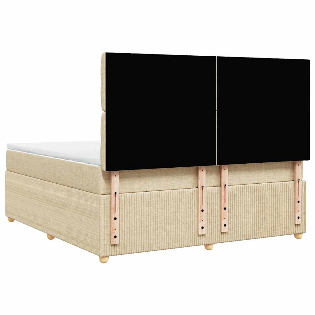vidaXL Κρεβάτι Boxspring με Στρώμα Κρεμ 180x200 εκ. Υφασμάτινο