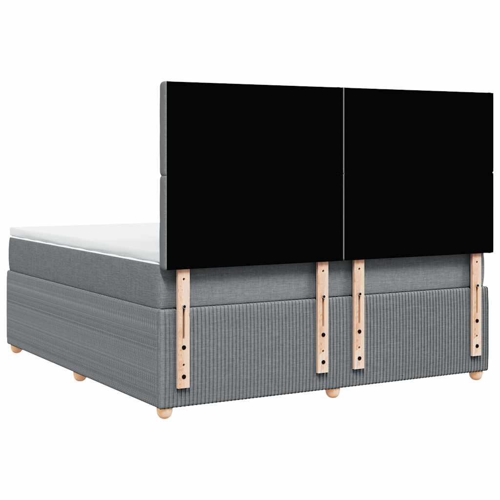 vidaXL Κρεβάτι Boxspring με Στρώμα Ανοιχτό Γκρι 180x200 εκ. Υφασμάτινο