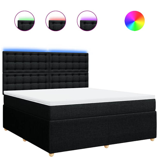 vidaXL Κρεβάτι Boxspring με Στρώμα Μαύρο 180x200 εκ. Υφασμάτινο