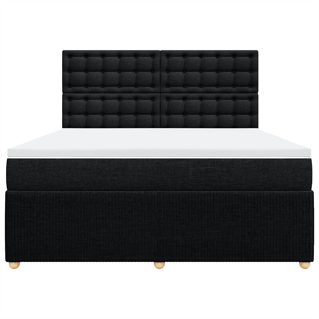 vidaXL Κρεβάτι Boxspring με Στρώμα Μαύρο 180x200 εκ. Υφασμάτινο