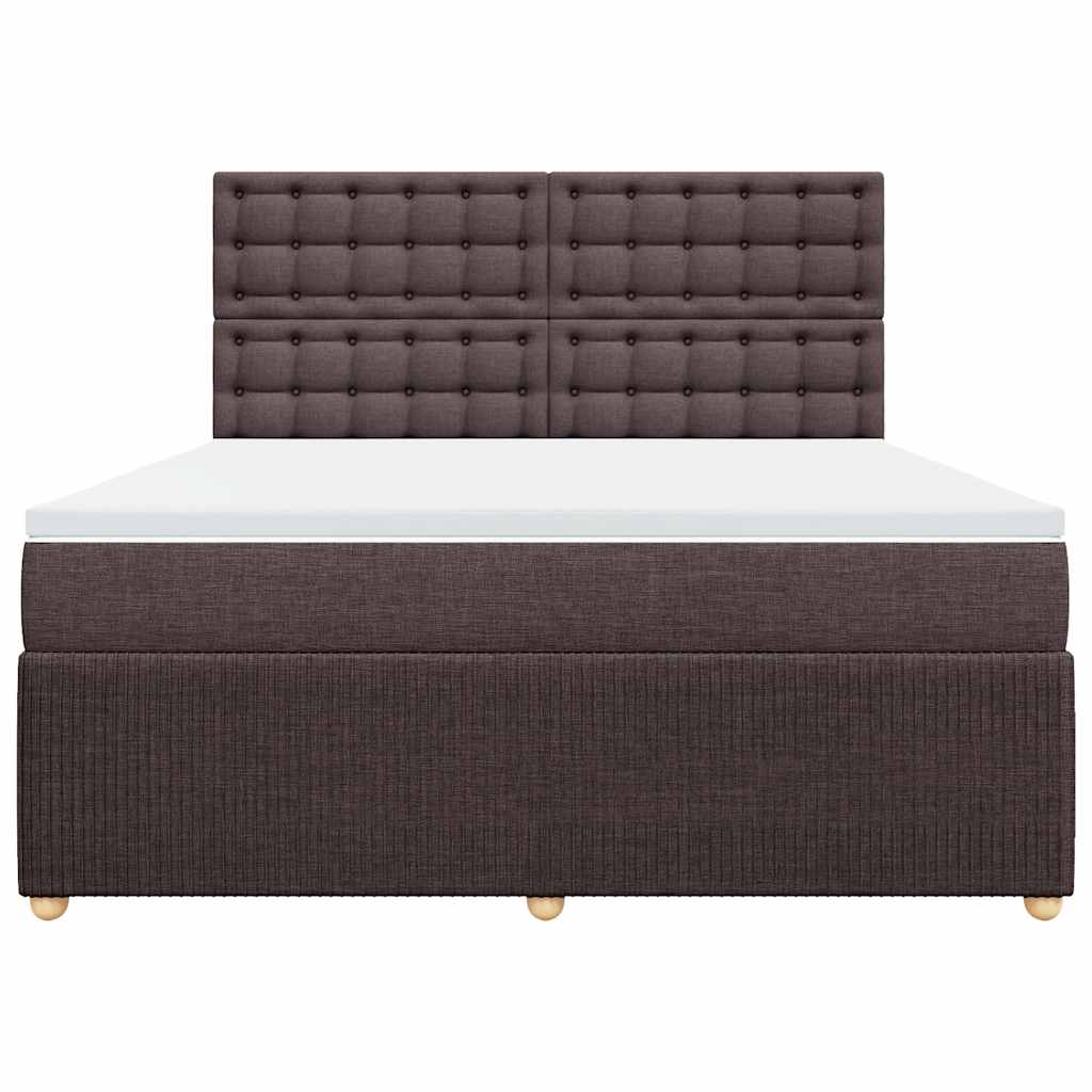 vidaXL Κρεβάτι Boxspring με Στρώμα Σκούρο Καφέ 180x200 εκ Υφασμάτινο