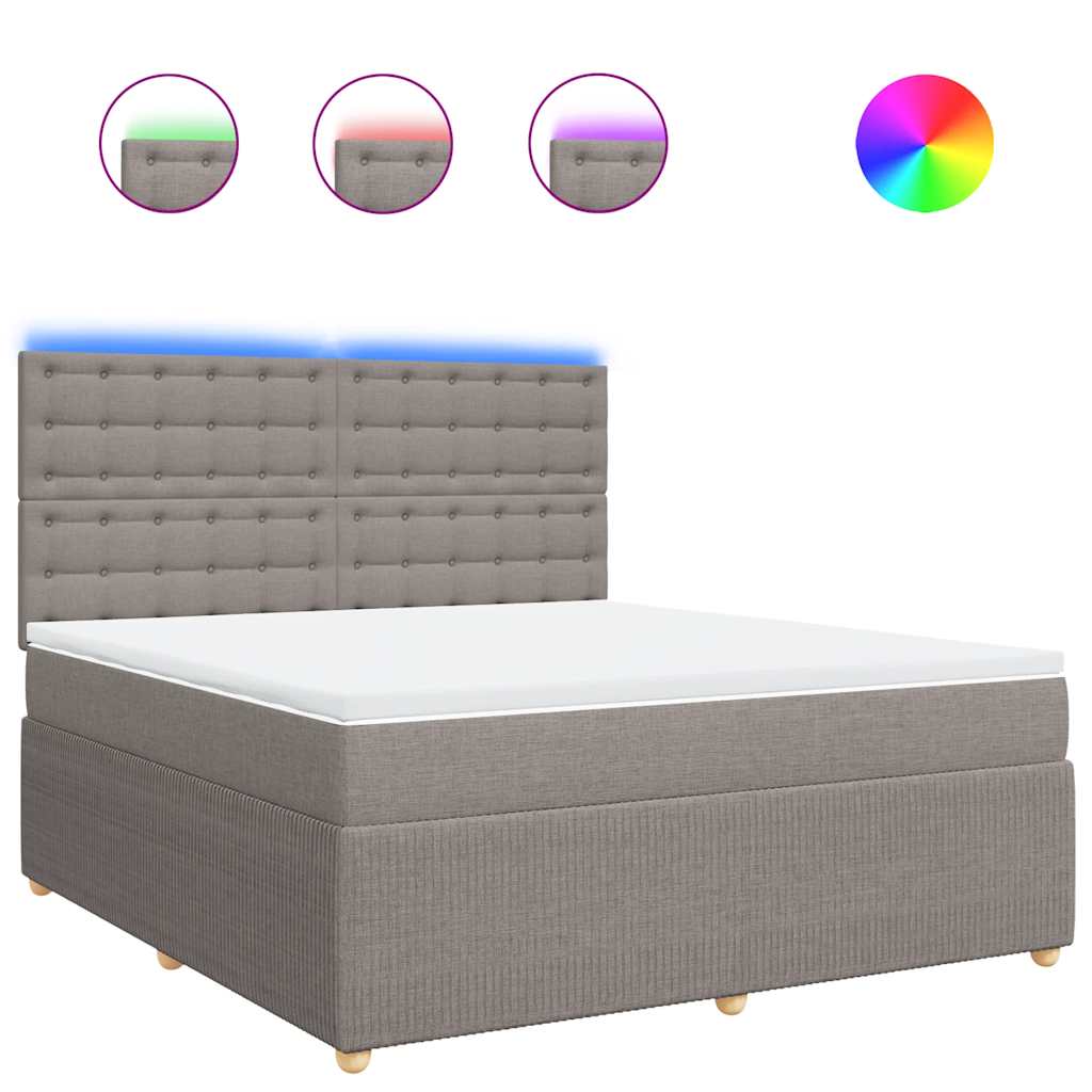 vidaXL Κρεβάτι Boxspring με Στρώμα Taupe 180x200 εκ. Υφασμάτινο