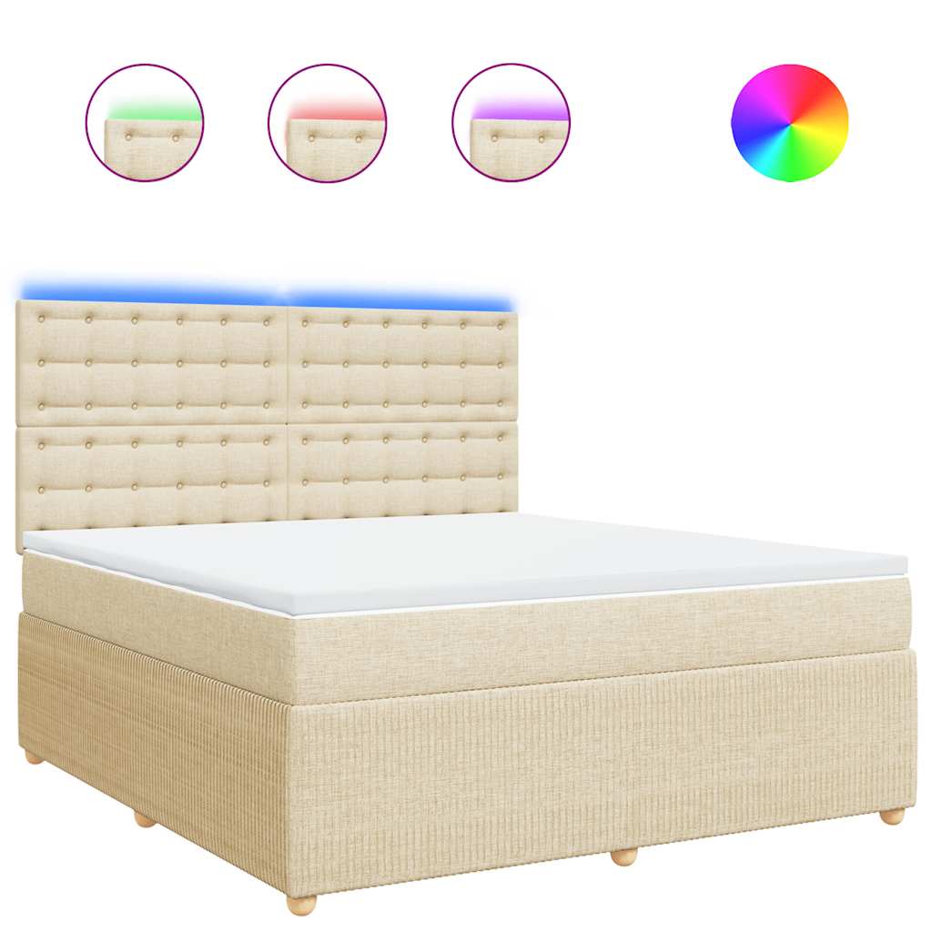 vidaXL Κρεβάτι Boxspring με Στρώμα Κρεμ 180x200 εκ. Υφασμάτινο