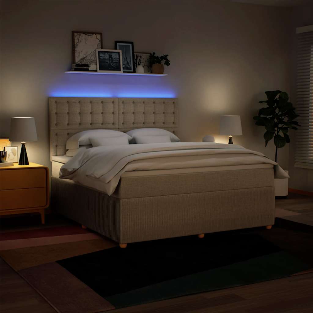 vidaXL Κρεβάτι Boxspring με Στρώμα Κρεμ 180x200 εκ. Υφασμάτινο