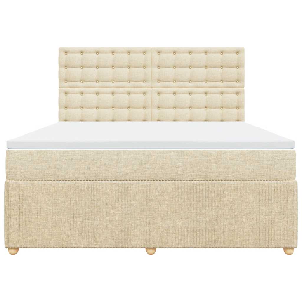 vidaXL Κρεβάτι Boxspring με Στρώμα Κρεμ 180x200 εκ. Υφασμάτινο