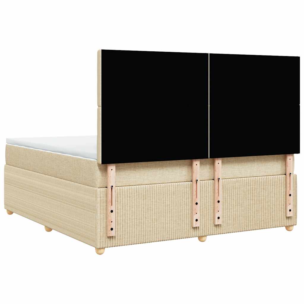 vidaXL Κρεβάτι Boxspring με Στρώμα Κρεμ 180x200 εκ. Υφασμάτινο