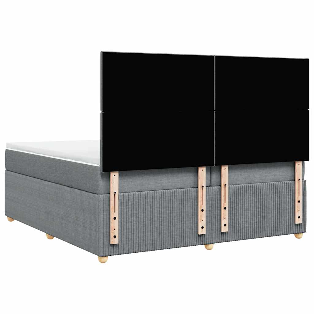 vidaXL Κρεβάτι Boxspring με Στρώμα Ανοιχτό Γκρι 200x200 εκ. Υφασμάτινο