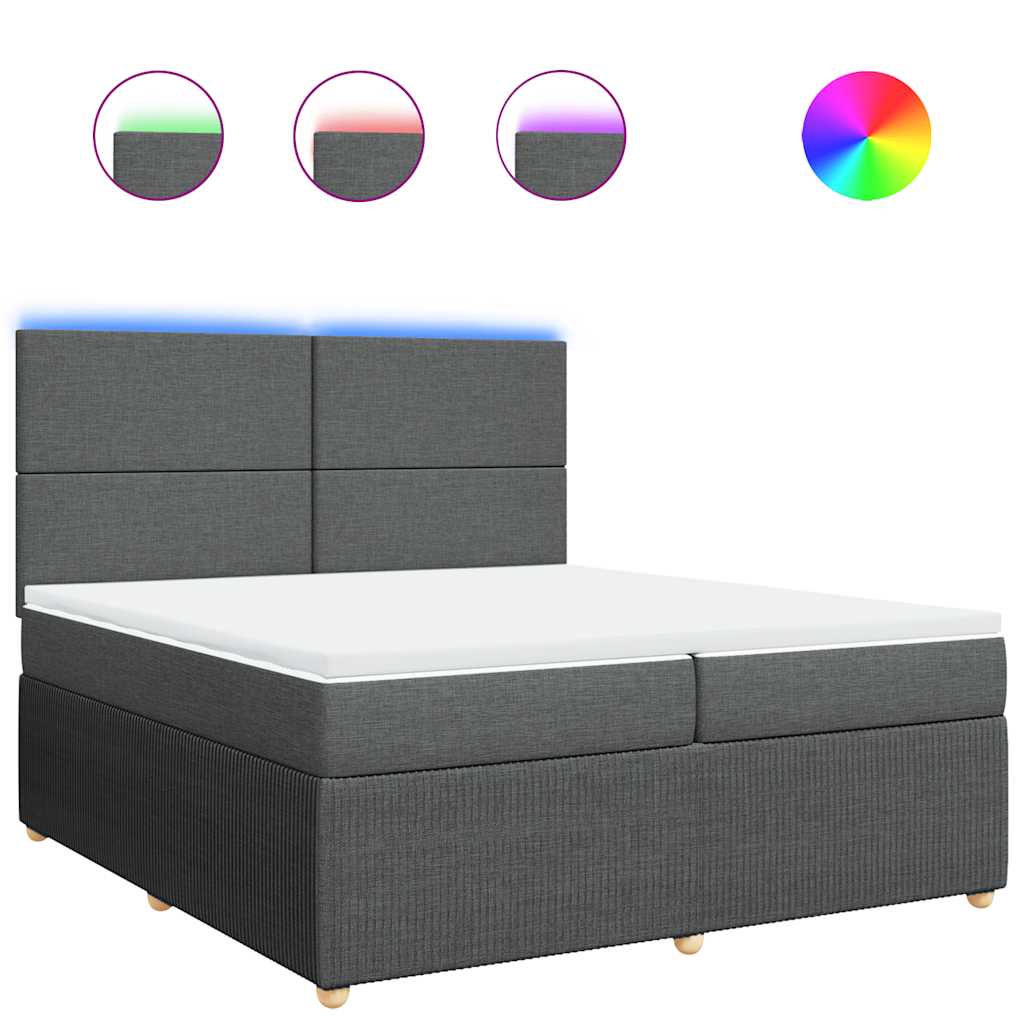 vidaXL Κρεβάτι Boxspring με Στρώμα Σκούρο Γκρι 200x200 εκ. Υφασμάτινο