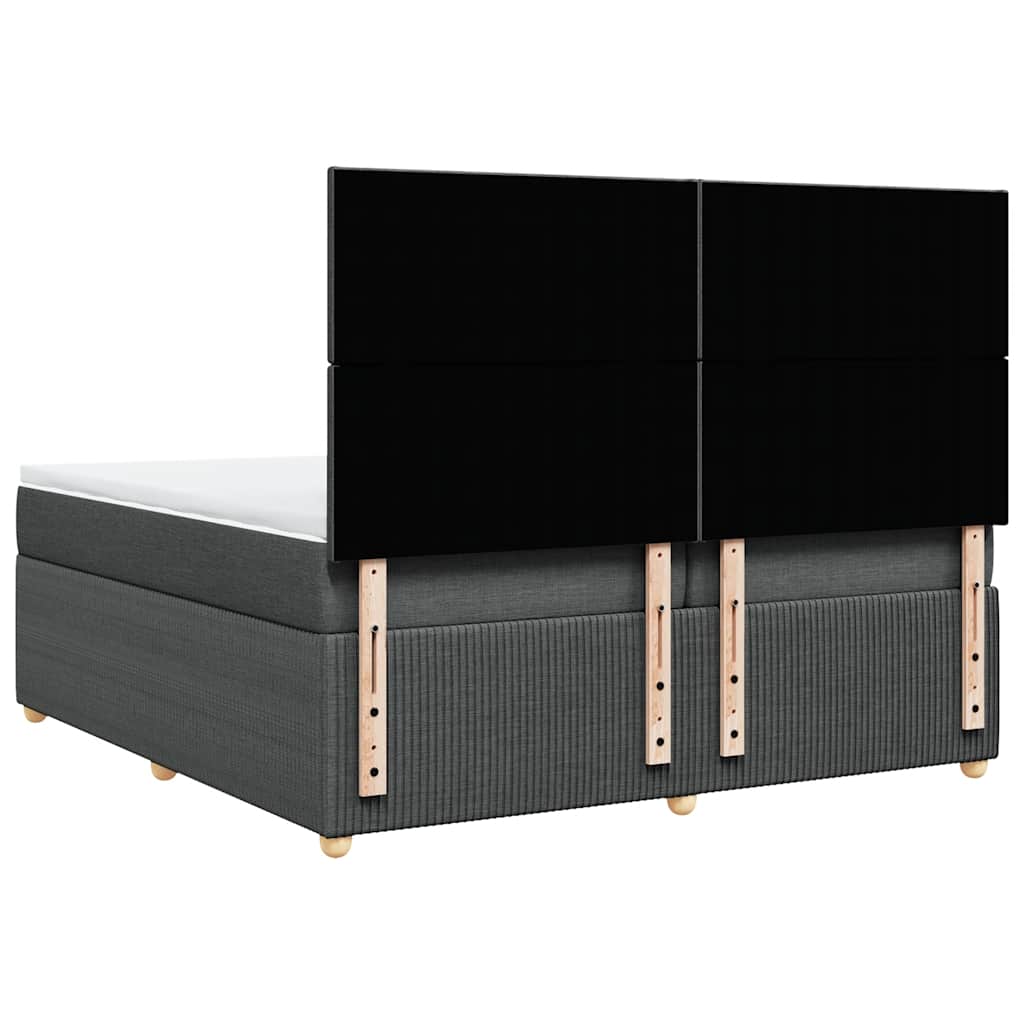 vidaXL Κρεβάτι Boxspring με Στρώμα Σκούρο Γκρι 200x200 εκ. Υφασμάτινο
