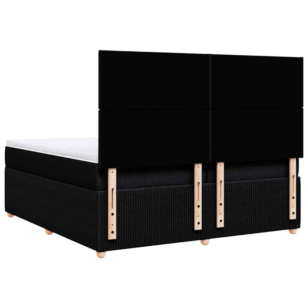 vidaXL Κρεβάτι Boxspring με Στρώμα Μαύρο 200x200 εκ. Υφασμάτινο